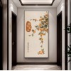 新中式荷花九鱼图玄关挂画入户正对门招财装饰画走廊过道高级壁画