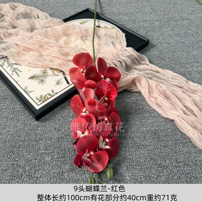 9头胶片蝴蝶兰仿真假花婚庆礼堂花排路引插花装饰布置花艺花材