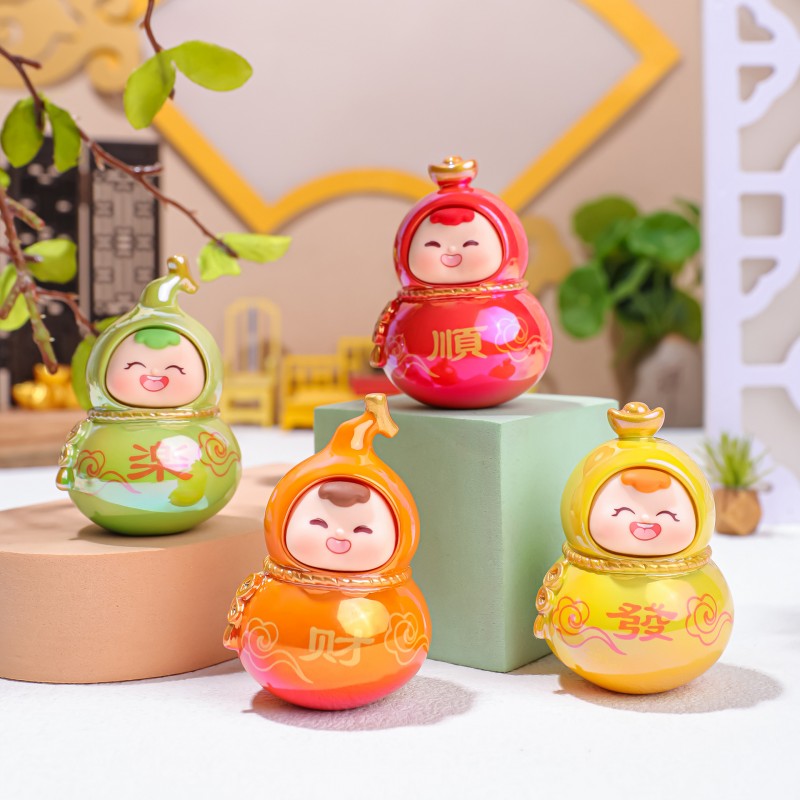可爱小福喜小葫芦摆件创意办公室桌面装饰礼物电镀公仔寺庙伴手礼