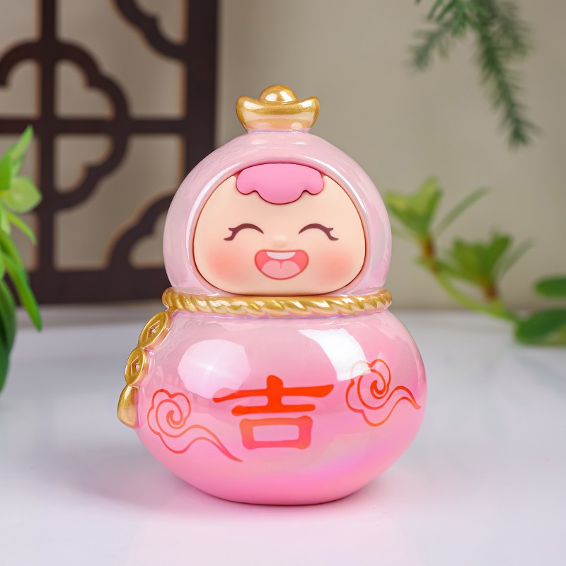 可爱小福喜小葫芦摆件创意办公室桌面装饰礼物电镀公仔寺庙伴手礼