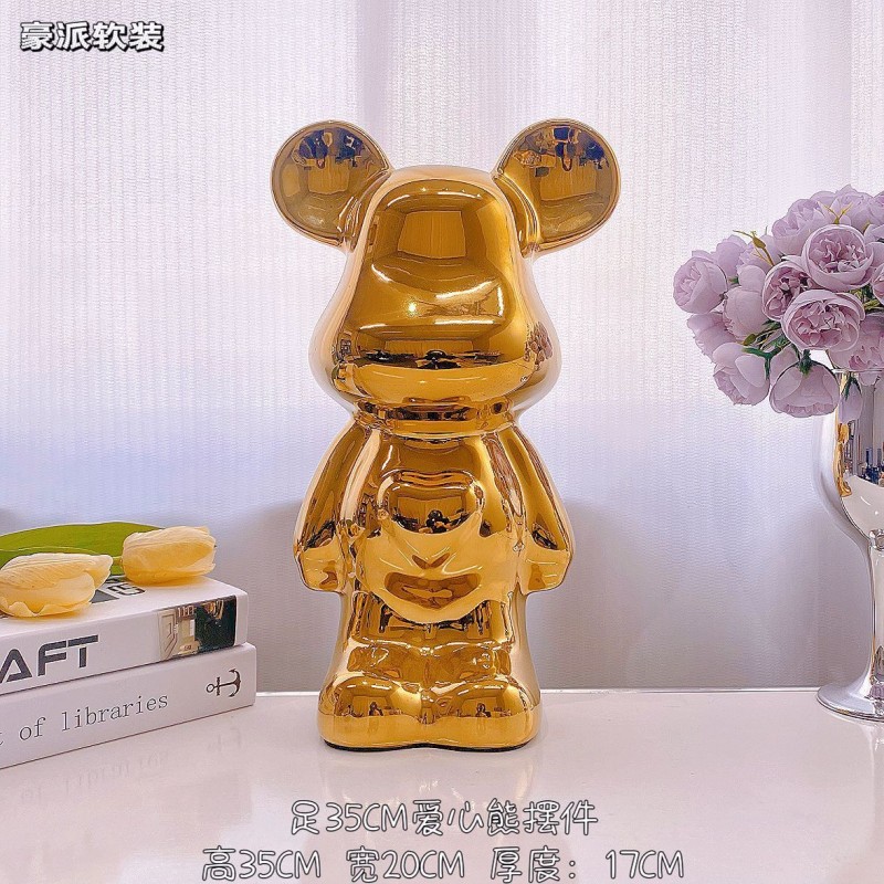 中式暴力熊摆件高档陶瓷客厅玄关电视柜酒柜存钱罐家居装饰品送礼