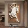 中古风玄关装饰画美拉德法式沙发背景墙挂画马到成功客厅落地壁画