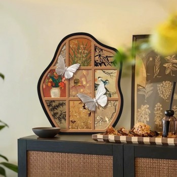 中古风客厅桌面蝴蝶摆件宋代美学茶台电视柜场景布置复古软装摆台
