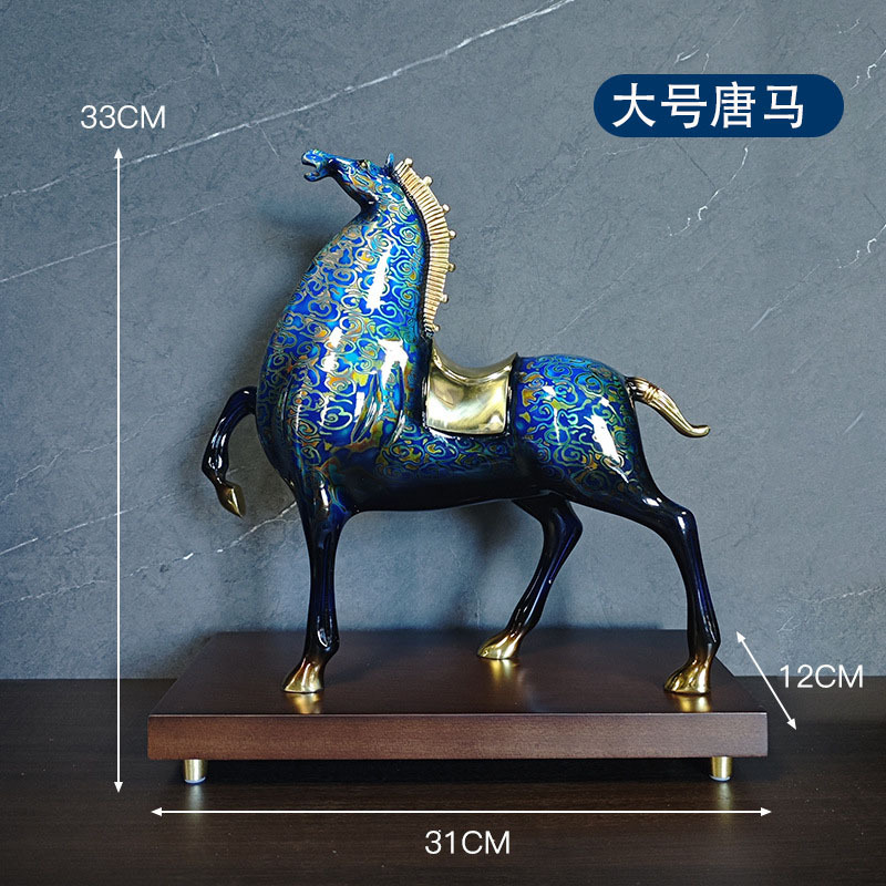 招财全铜唐马摆件手工高档工艺品开业礼品客厅书房办公室装饰摆放