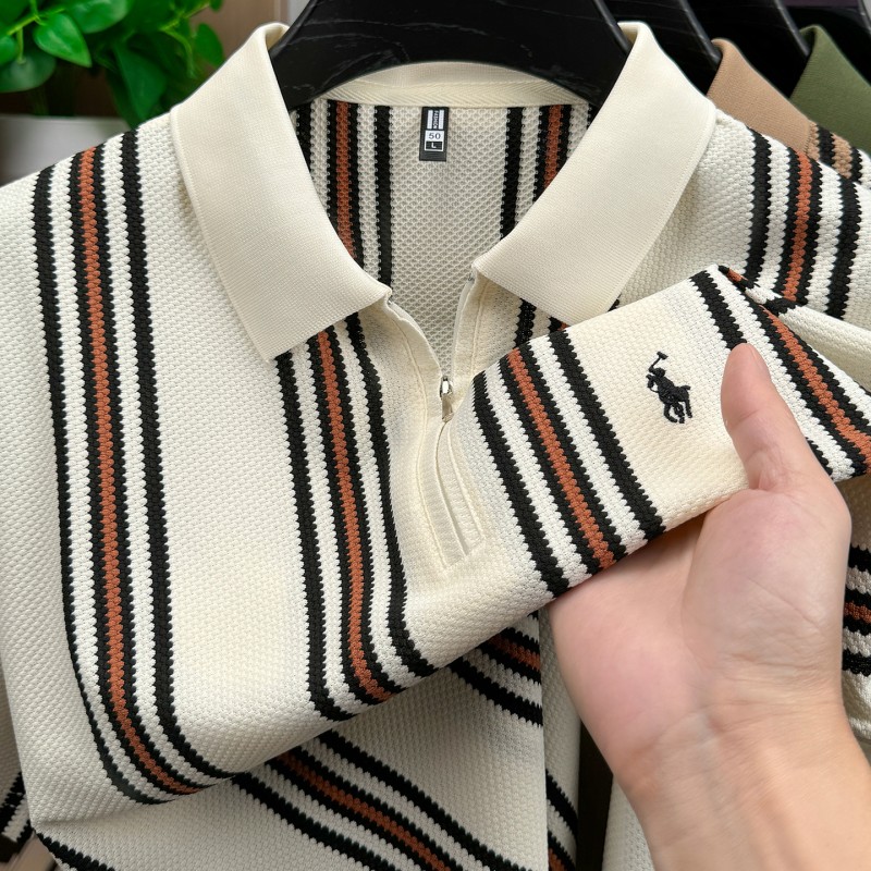 跨境夏季POLO衫男装短袖男式马球衫翻领休闲纯色时尚刺绣仿棉T恤