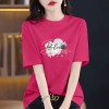 夏季新款时尚百搭小众纯棉短袖t恤女士宽松显瘦中长款印花上衣潮