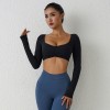 褶皱修身长袖瑜伽服罩衫户外运动T恤跑步裸感健身服女上衣