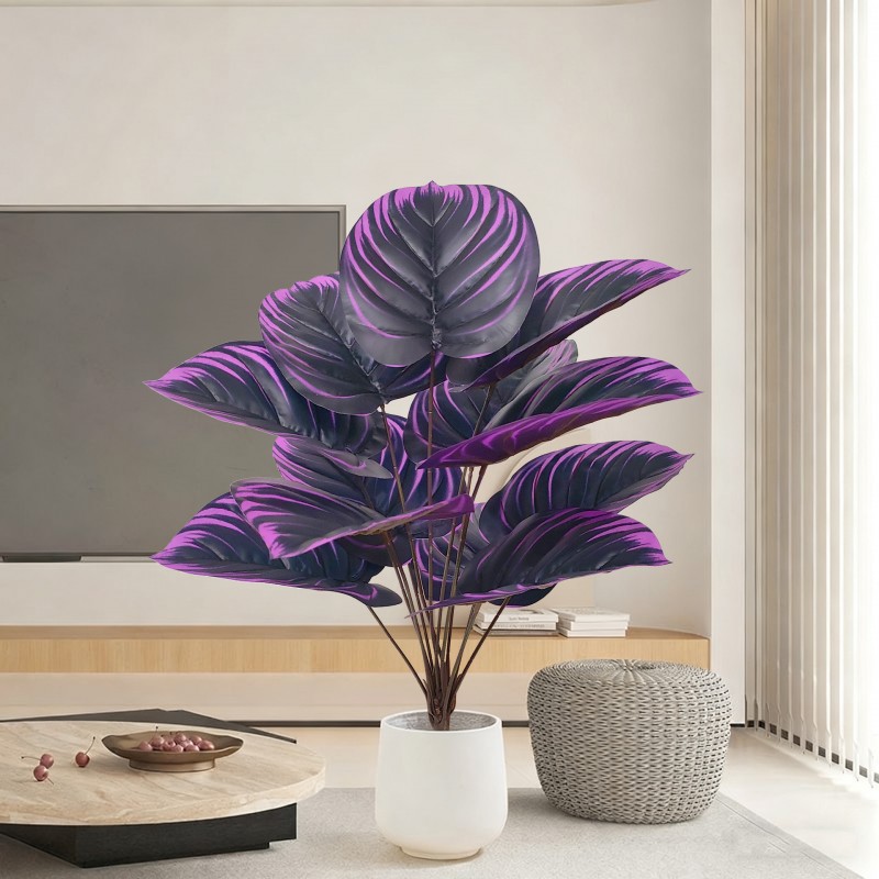 新品仿真植物紫罗兰 暗黑系绿植 跨境出口仿真花家居客厅落地盆景