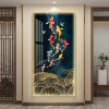九鱼图入户玄关装饰画灯光画鲤鱼莲花画高级感客厅过道背景墙挂画