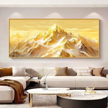 背靠金山客厅装饰画有山无水办公室沙发背景墙挂画轻奢高级感壁画