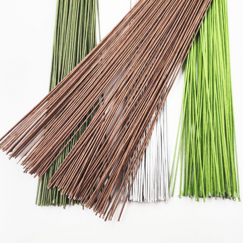 工厂批发纸包花艺铁丝40cm30号26号绿色花枝杆手工diy仿真花材料