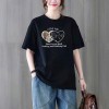短袖恤女夏季新款时尚潮流百搭短袖宽松显瘦圆领纯棉休闲印花上衣