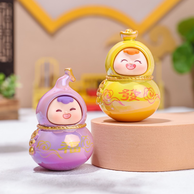 可爱小福喜小葫芦摆件创意办公室桌面装饰礼物电镀公仔寺庙伴手礼