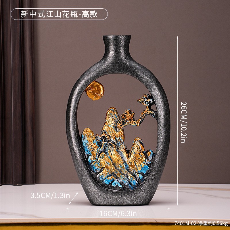 现代轻奢艺术摆件大全客厅书房电视柜办公室桌面装饰品树脂工艺品