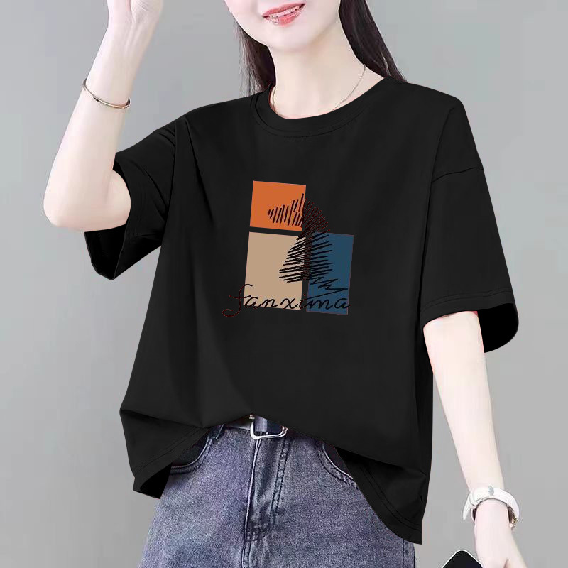 微胖大码显瘦纯棉短袖t恤女夏季新款宽松遮肚子半袖上衣女装体恤