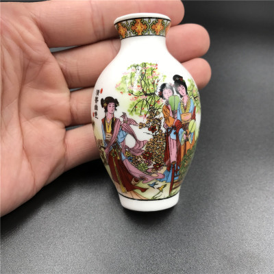 青花瓷花瓶陶瓷工艺品冰箱贴外贸创意磁铁仕女图中国特色商务礼品