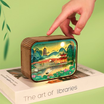 杭州文创工艺品创意礼物桌面摆件景区旅游纪念品西湖小夜灯木雕灯