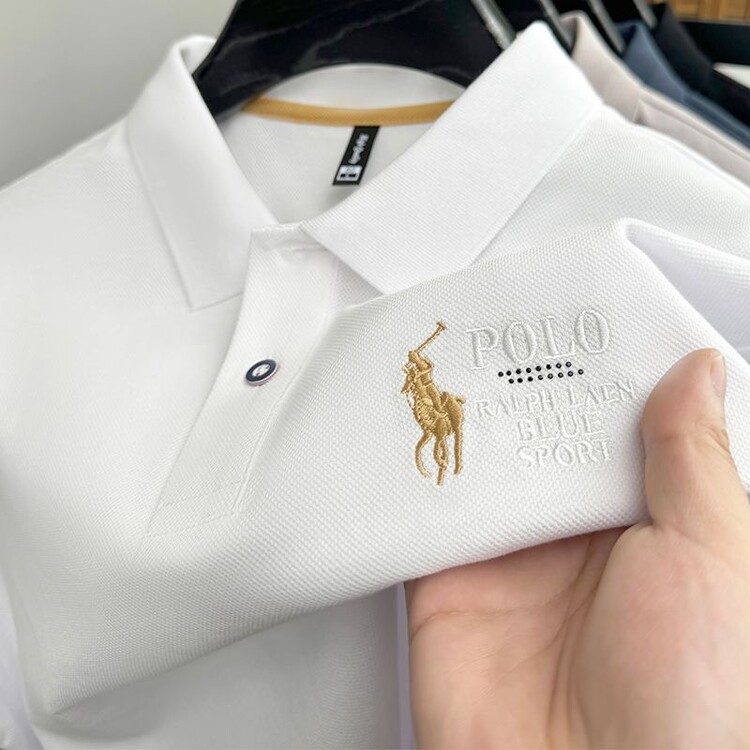 跨境夏季POLO衫男装短袖男式马球衫翻领休闲纯色时尚刺绣仿棉T恤