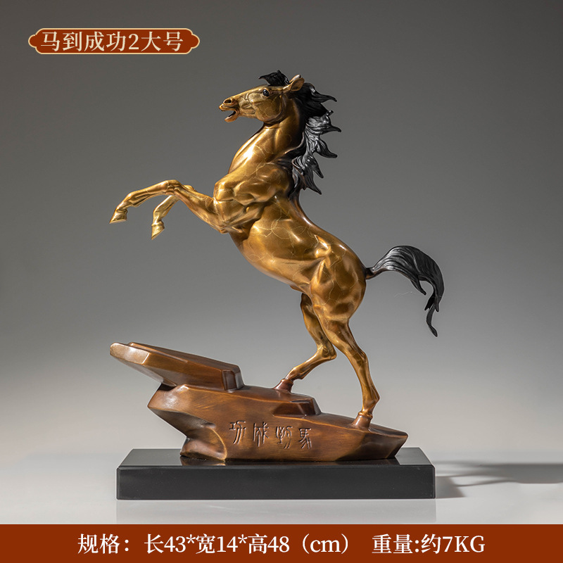 铜艺坊马到成功黄铜马摆件骏马奔腾铜马工艺品公司开业乔迁送礼品