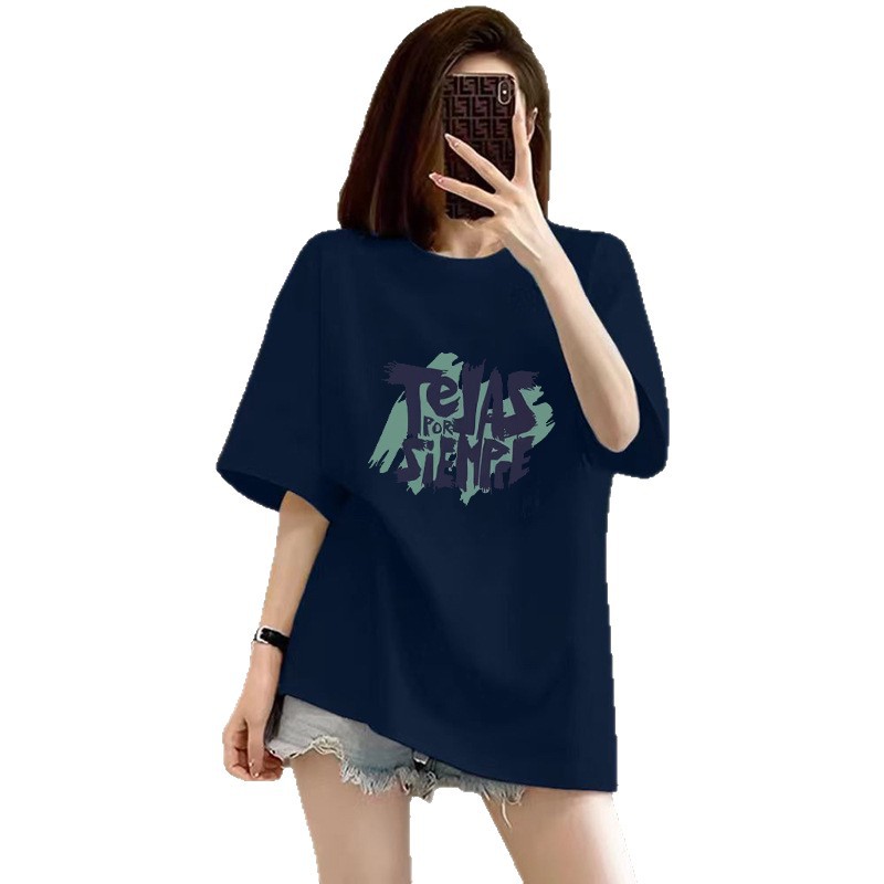 100%纯棉短袖T恤女2026新款夏季宽松印花半袖高级感显瘦爆款上衣