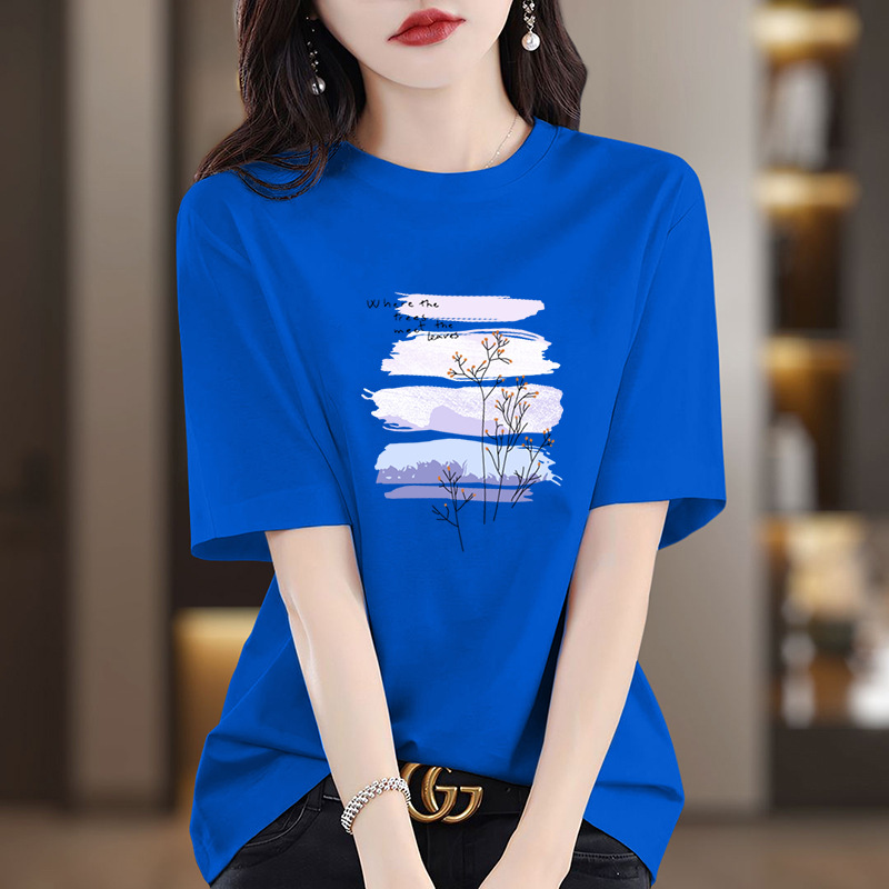 夏季新款重磅纯棉短袖t恤女2026是上海百搭印花款洋气显瘦上衣潮