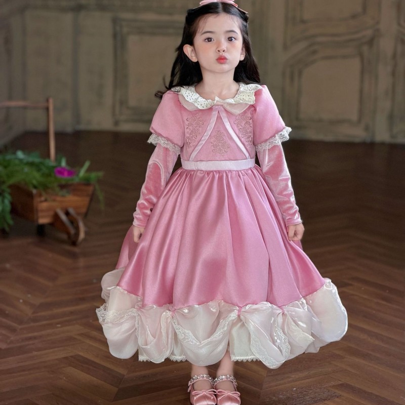 i女童粉色辛德瑞拉公主连衣裙春秋儿童生日礼服灰姑娘迪斯尼公主