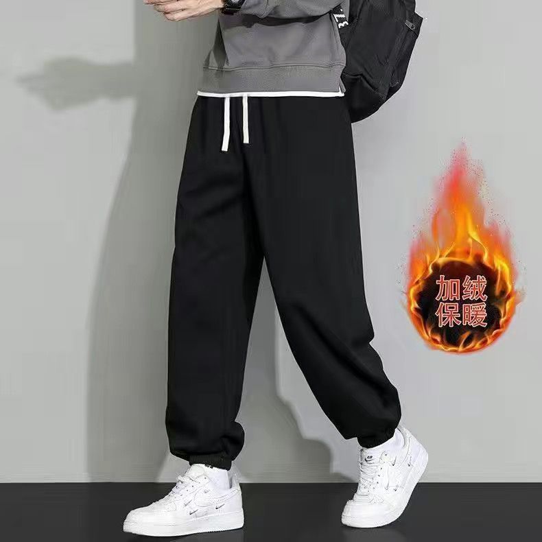 简约纯色运动裤子男士春夏季大码休闲裤男卫裤宽松束脚九分裤男潮