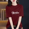 葡萄紫夏季新款字母印花纯棉短袖t恤时尚百搭休闲半袖宽松上衣潮