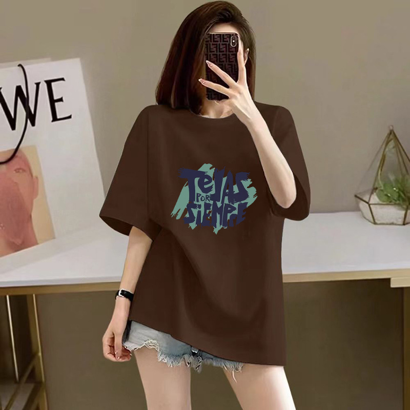 100%纯棉短袖T恤女2026新款夏季宽松印花半袖高级感显瘦爆款上衣