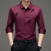 男士无痕桑蚕丝衬衫长袖免烫加绒保暖真丝休闲衬衣男批发休闲百搭