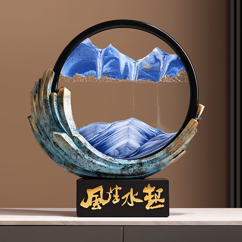 贝汉美风生水起流沙画摆件新中式客厅电视柜乔迁开业年会礼品批发