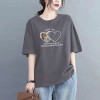 短袖恤女夏季新款时尚潮流百搭短袖宽松显瘦圆领纯棉休闲印花上衣