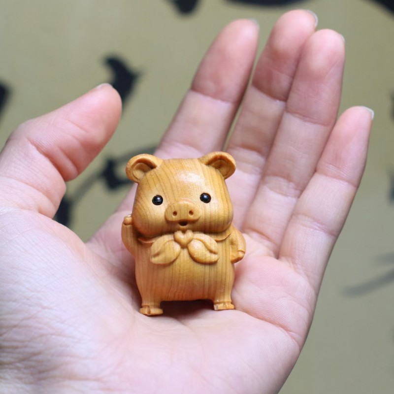 崖柏木雕十二生肖摆件鼠牛虎兔龙蛇马羊猴鸡狗猪手把件工艺品礼品