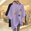 杏色纯棉短袖t恤女装2026新款夏季欧货大码体恤时尚减龄卡通上衣