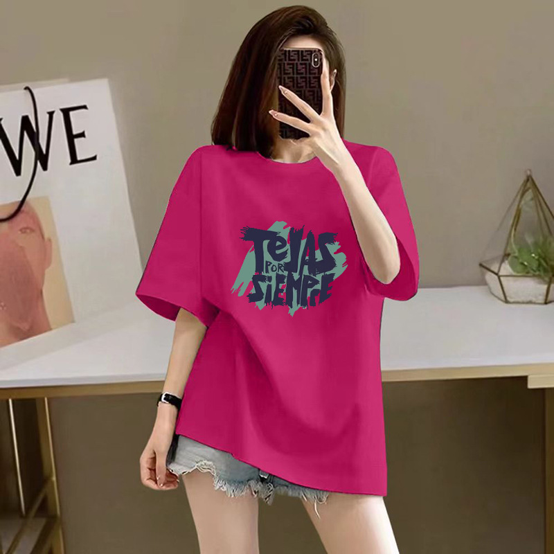 100%纯棉短袖T恤女2026新款夏季宽松印花半袖高级感显瘦爆款上衣