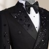 外贸跨境钉珠轻奢男士舞台演出服西装重工小众演唱会商务西服套装