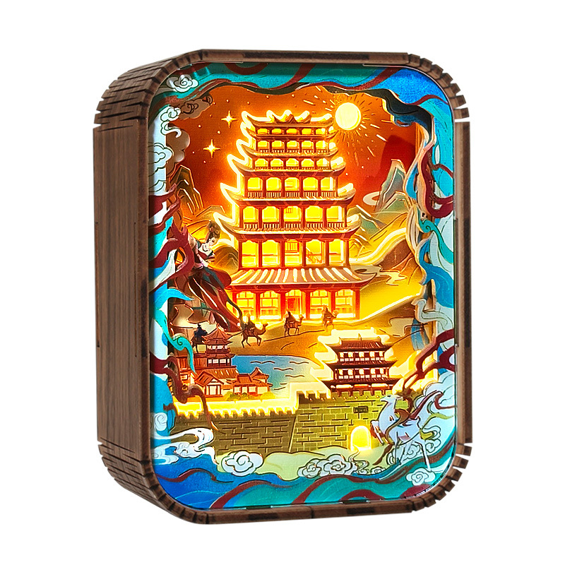 杭州文创工艺品创意礼物桌面摆件景区旅游纪念品西湖小夜灯木雕灯