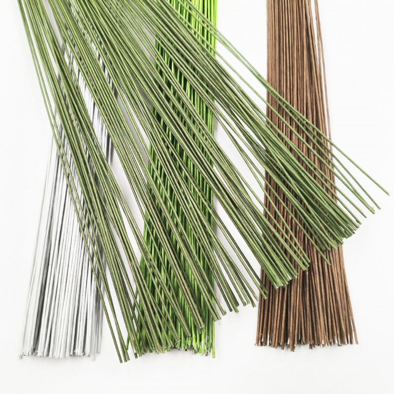 工厂批发纸包花艺铁丝40cm30号26号绿色花枝杆手工diy仿真花材料