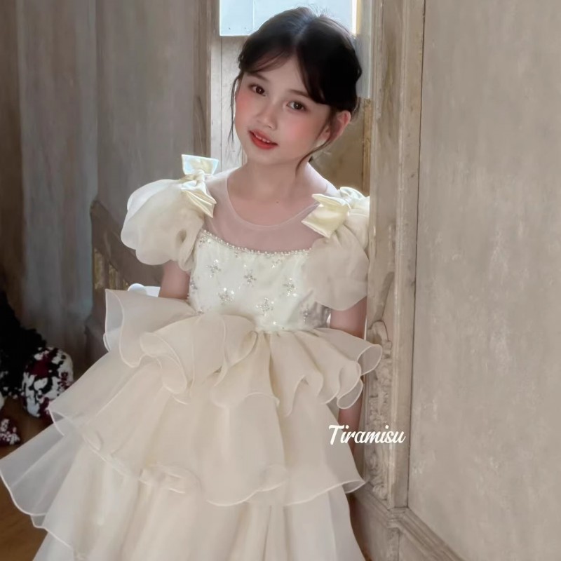 女童连衣裙夏儿童轻奢高端礼服蓬蓬裙小女孩生日蛋糕裙重工公主裙