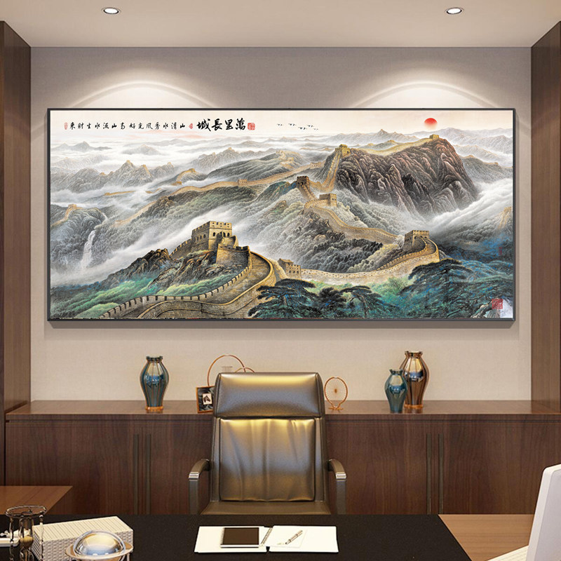 八骏图客厅挂画国画办公室沙发背景万马奔腾装饰画骏马图壁画