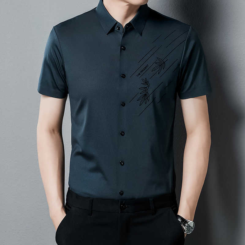 男士无痕桑蚕丝衬衫长袖免烫加绒保暖真丝休闲衬衣男批发休闲百搭