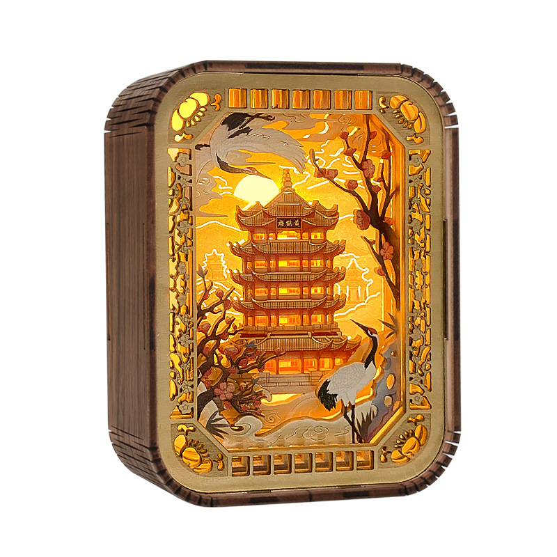 杭州文创工艺品创意礼物桌面摆件景区旅游纪念品西湖小夜灯木雕灯