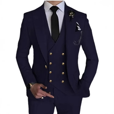时尚男士西装三件套休闲精品单扣修身礼服婚礼套装主持人宴会西服