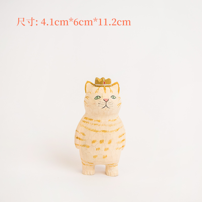 木制工艺品雕刻小猫摆件造型生日礼物diy一件代发木质木雕摆件