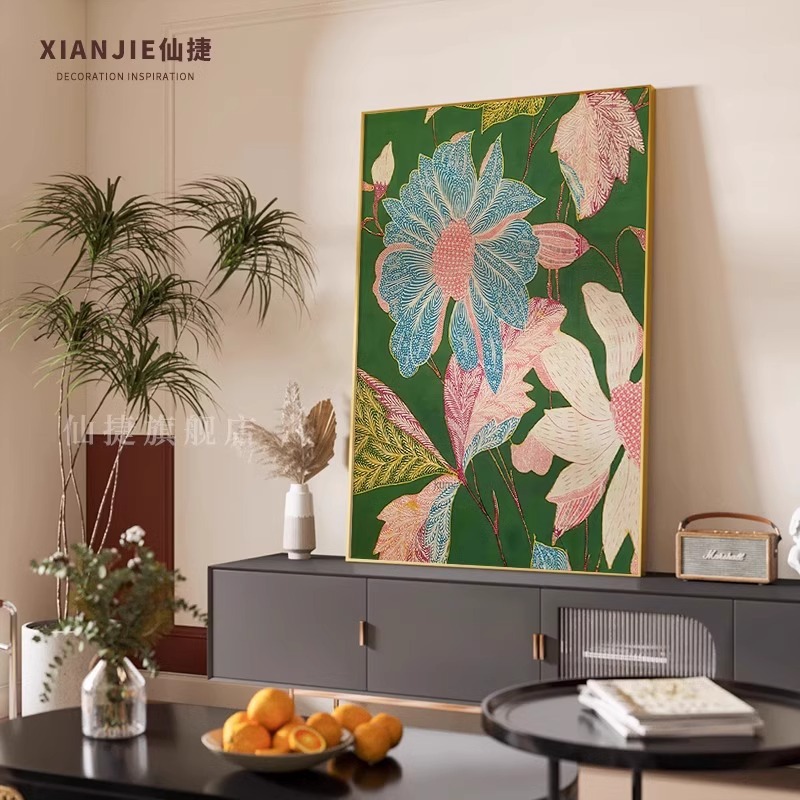 简约复古植物花朵客厅装饰画走廊过道玄关背景墙沙发落地画壁挂画