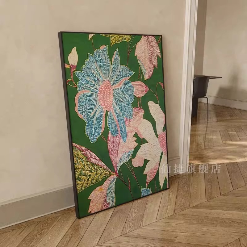 简约复古植物花朵客厅装饰画走廊过道玄关背景墙沙发落地画壁挂画