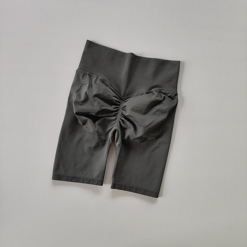 欧美无缝提臀健身短裤女跑步运动骑行中裤翘臀高腰瑜伽训练五分裤