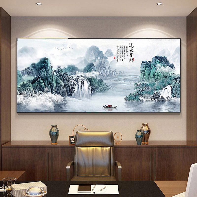 八骏图客厅挂画国画办公室沙发背景万马奔腾装饰画骏马图壁画
