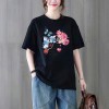 跨境货源花朵印花纯棉短袖t恤2026夏季新款欧货大码洋气宽松上衣