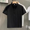 2025新款短袖T恤男时尚轻奢提花休闲青年修身翻领带领打底上衣
